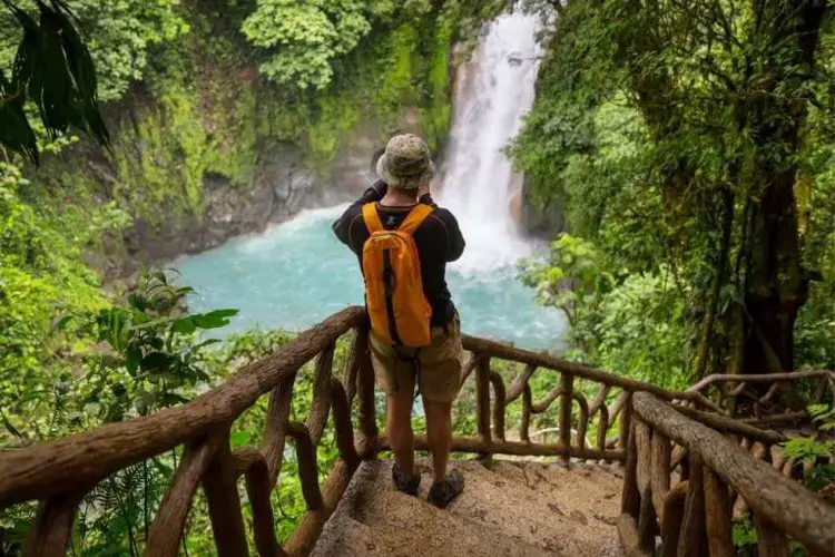hiking at waterfall, Costa Rica