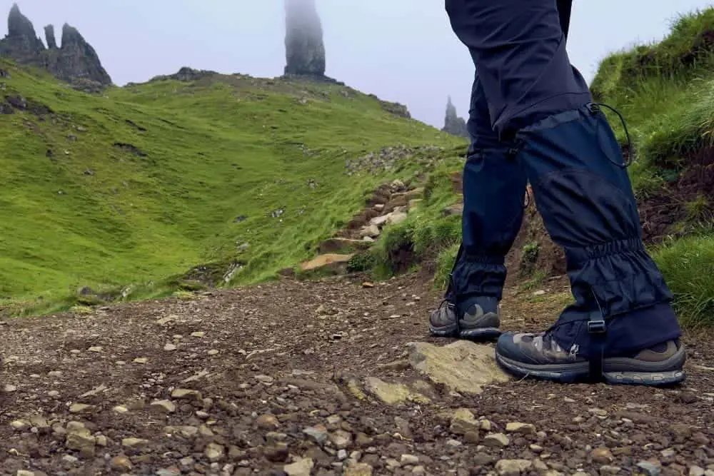 using gaiters to prevent stones getting into hiking boots
