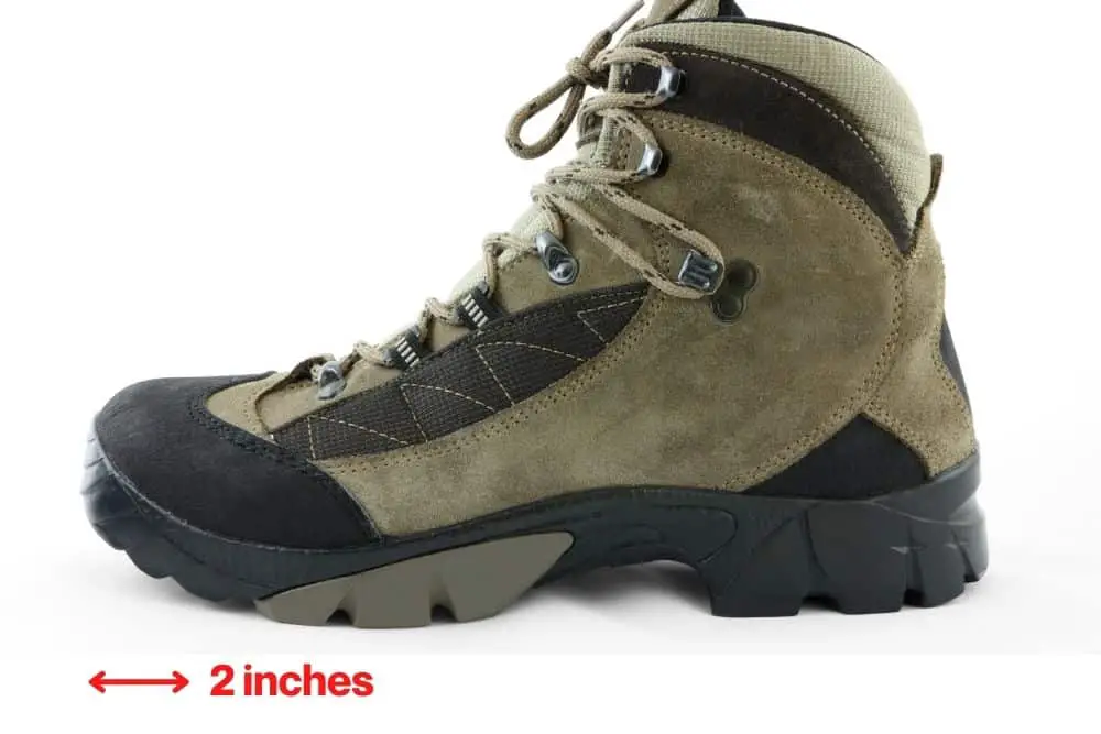 2 inches toe room hiking boots