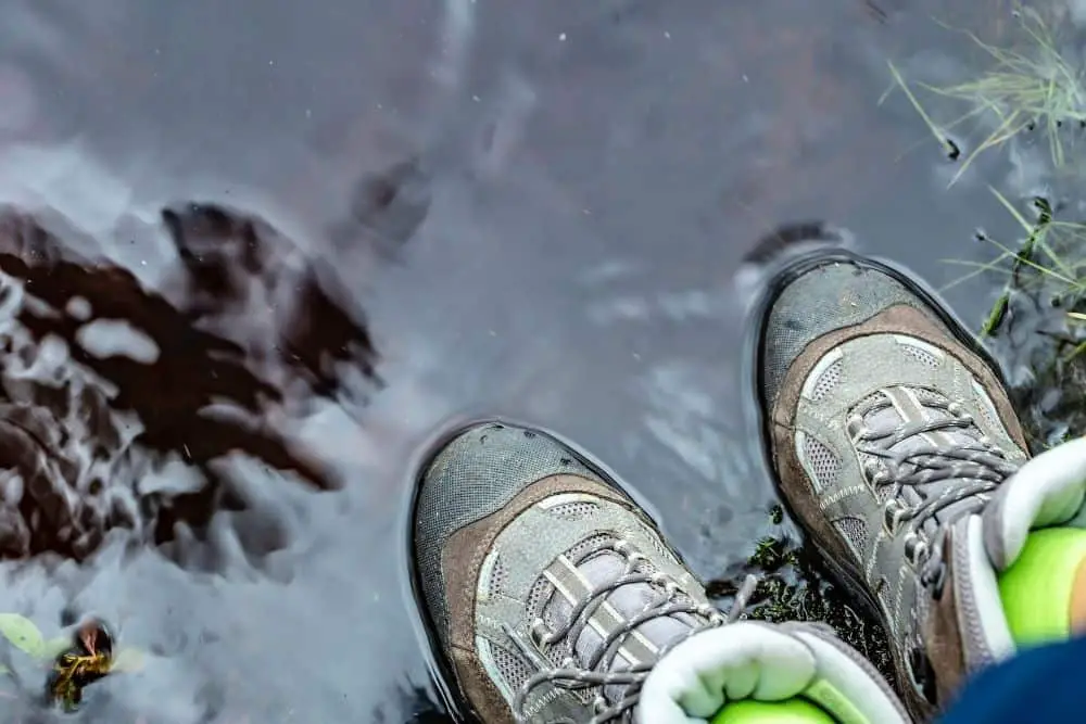 Steel toed hiking boots stay wet for longer