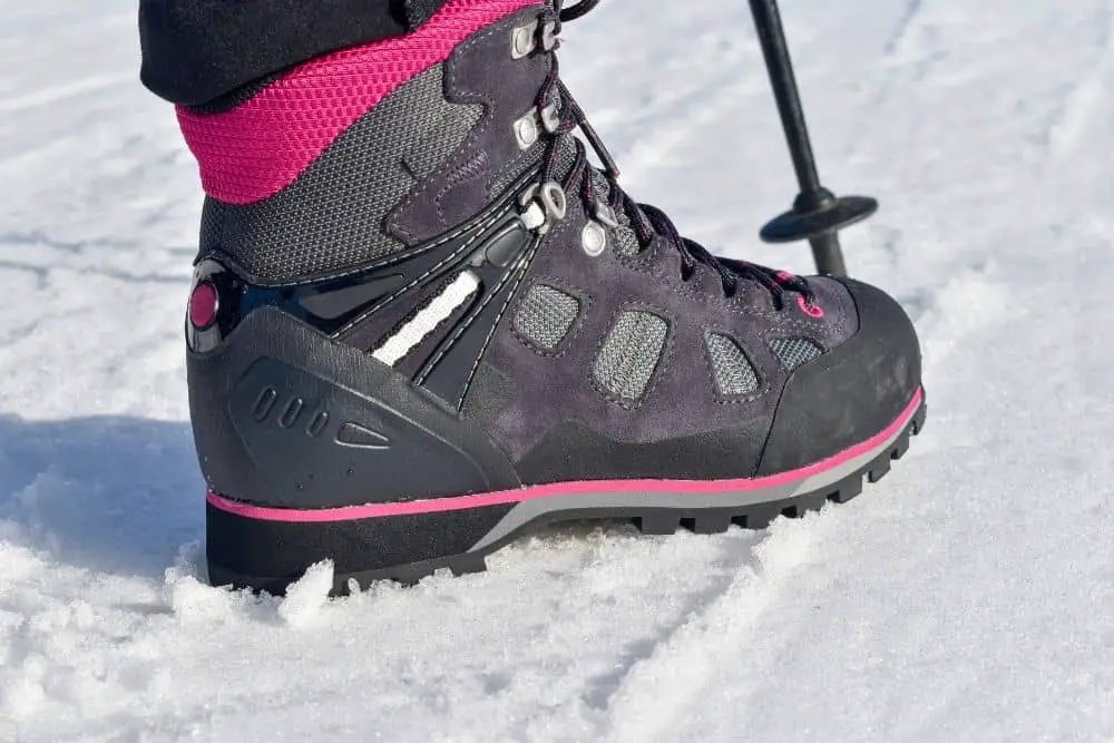 hardened hiking boots' side seam