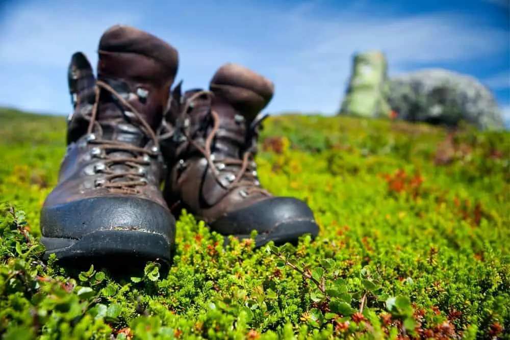 toe caps of hiking boots