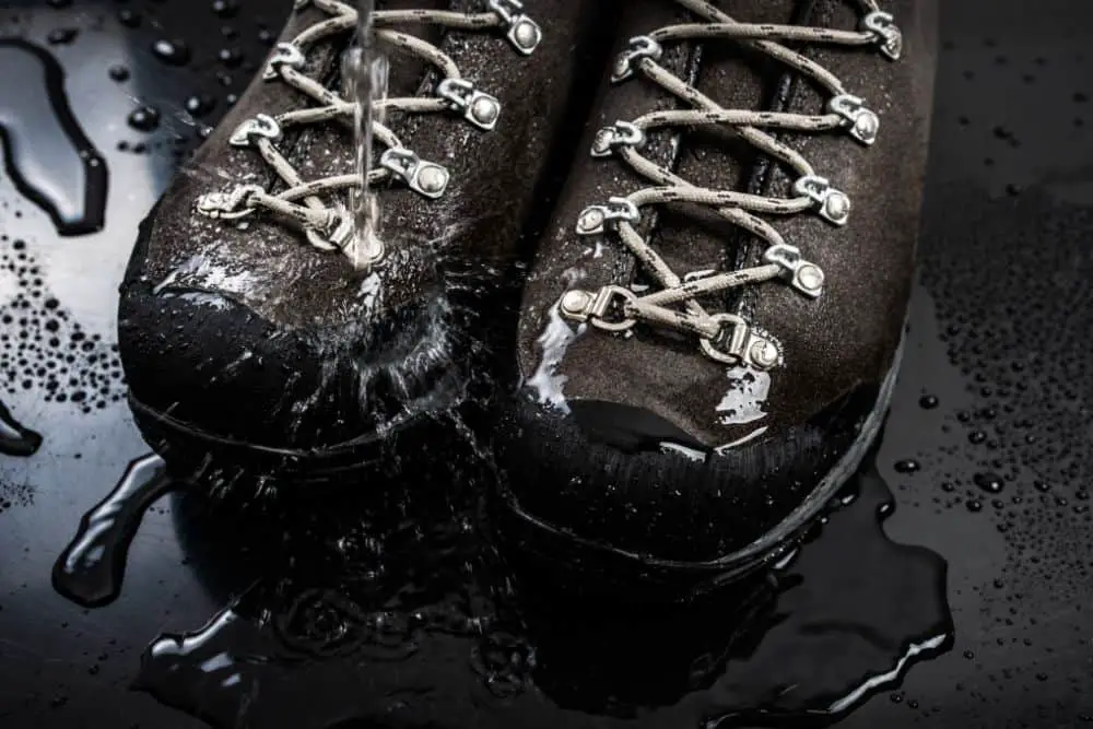 raised eyelets of waterproof hiking boots