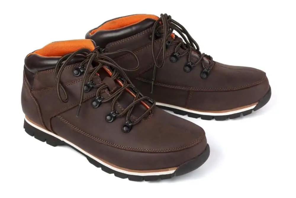 store dark brown leather hiking boots