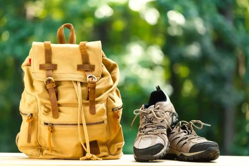 backpack and hiking boots