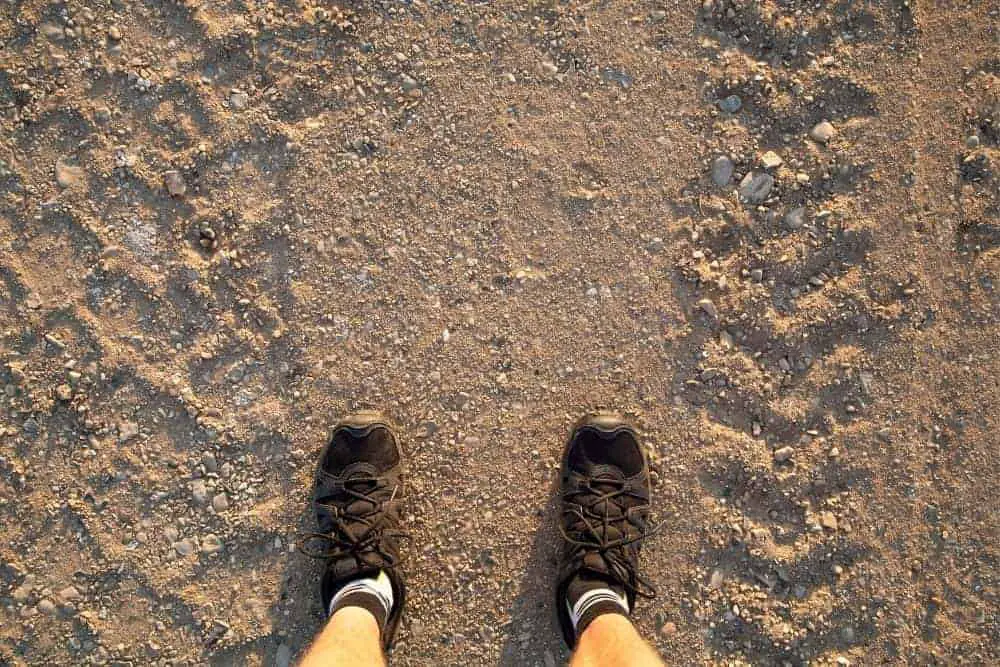 durable hiking boot on sand