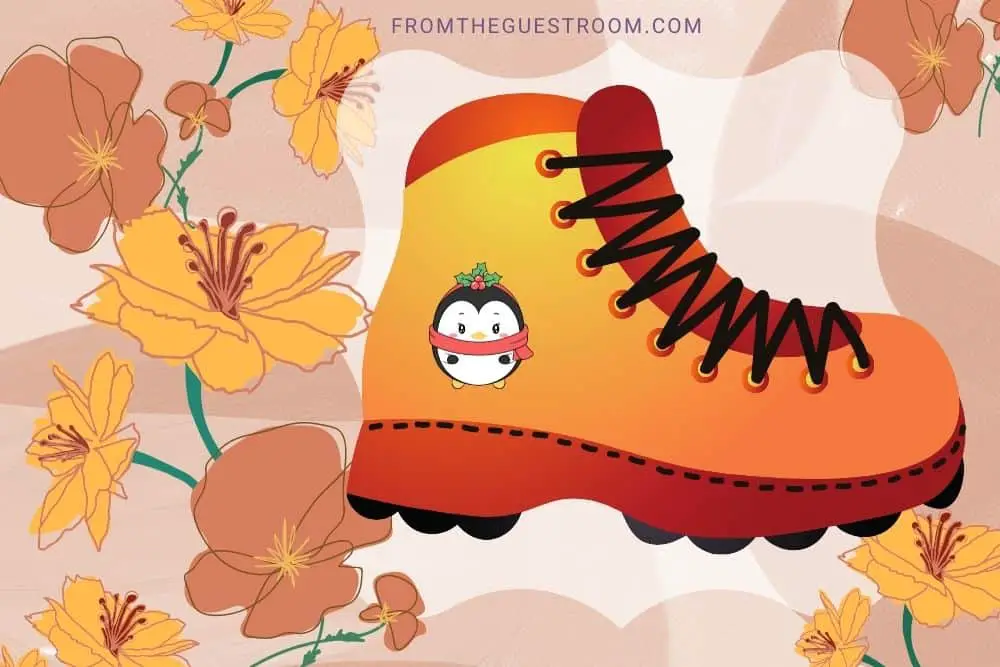 Decorate hiking boots with stickers