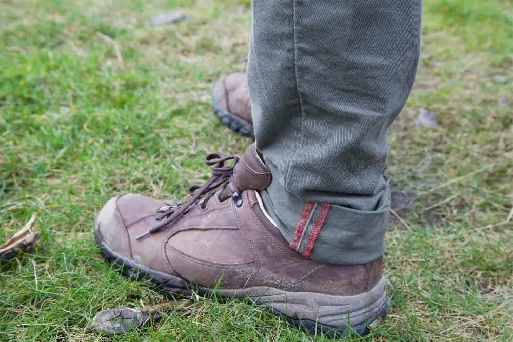 Faded hiking boot's outsole