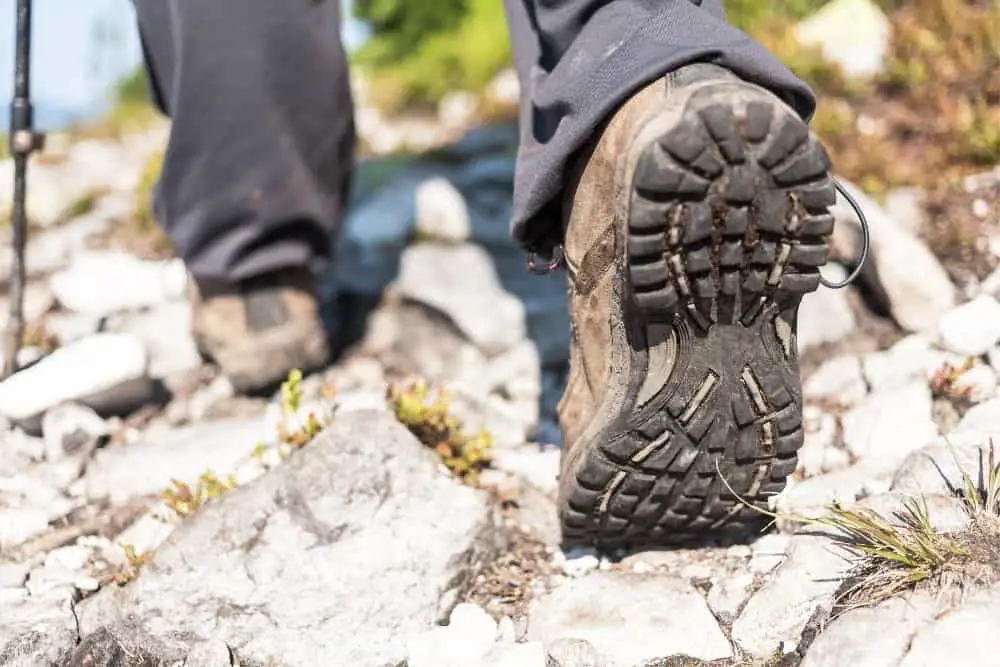 Men wear hiking boots for rocky terrain
