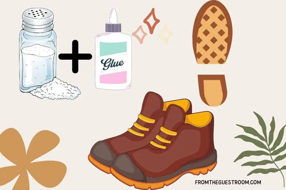 Using salt and rubber glue mixture on the hiking boot's sole