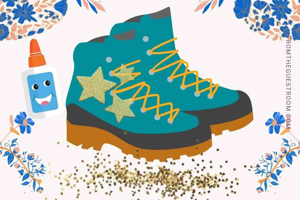 pour the glitter directly on hiking boots