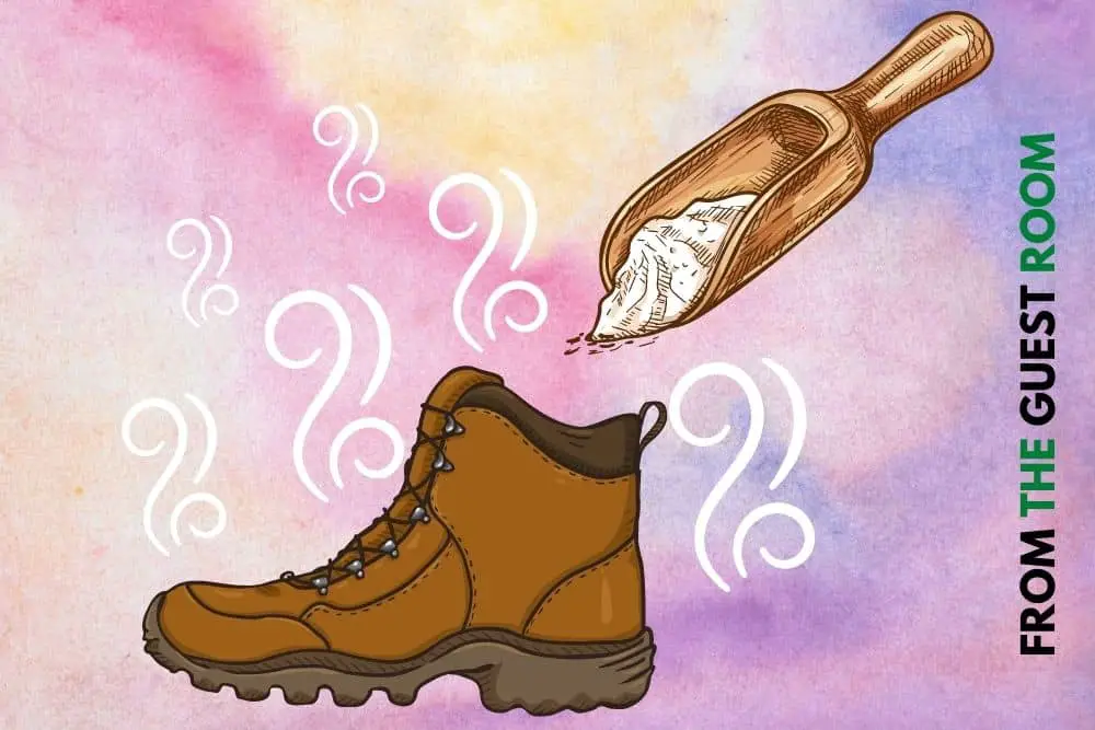 sprinkle baking soda in hiking boots to prevent smelling