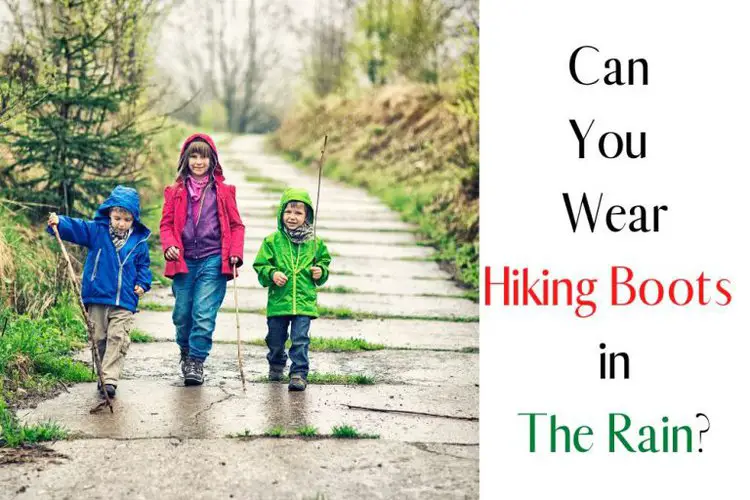 Kids are hiking in the rain