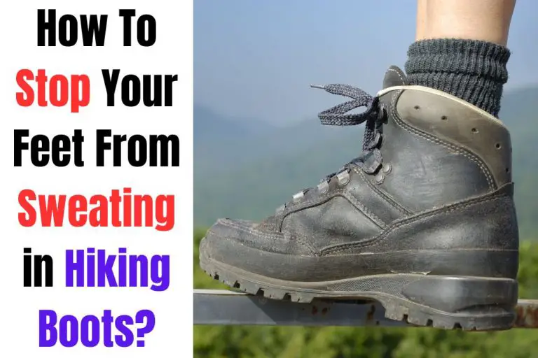 man's feet sweating in hiking boots