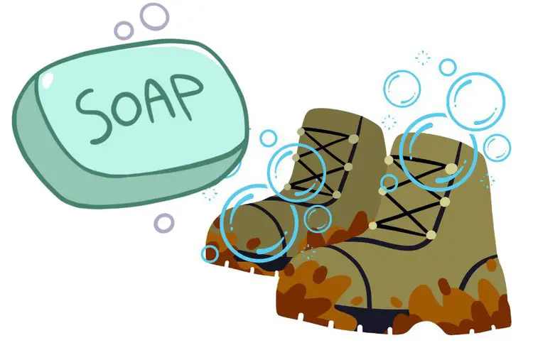 using mild soap on muddy hiking boots