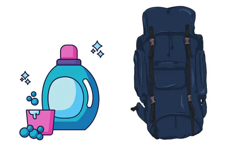 detergent and hiking backpack