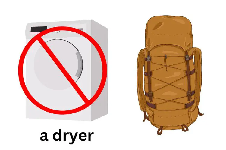 don't put hiking backpack in the dryer