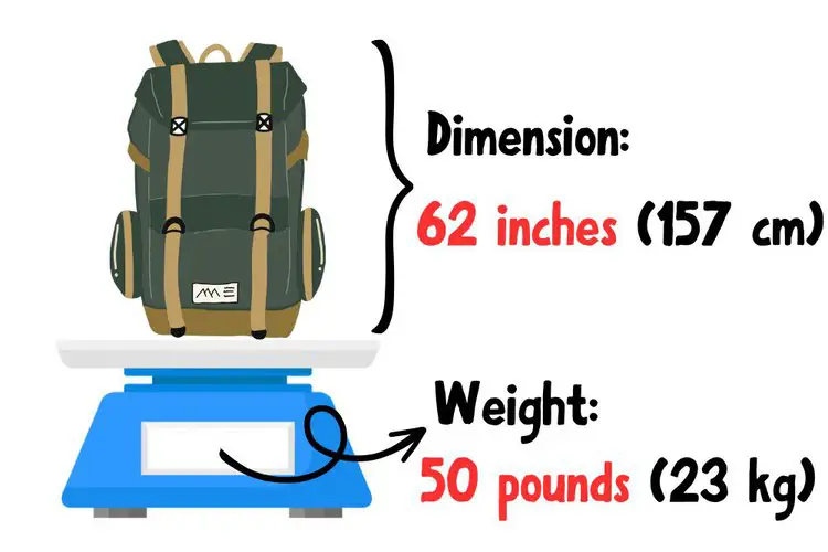 size and weight requirements for a backpack at the airport
