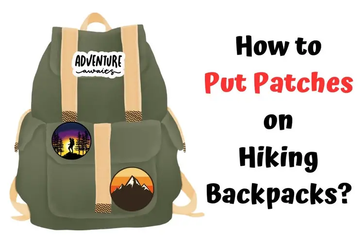 many patches on hiking backpack