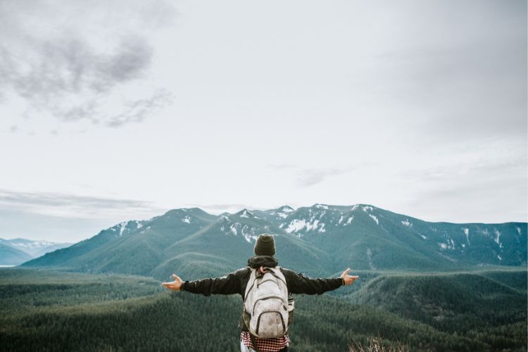 a man conquers a mountain