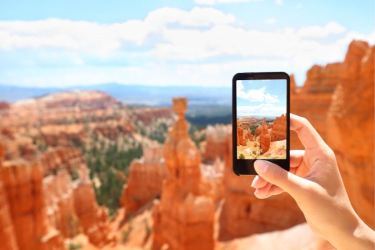 taking picture to remember a hike