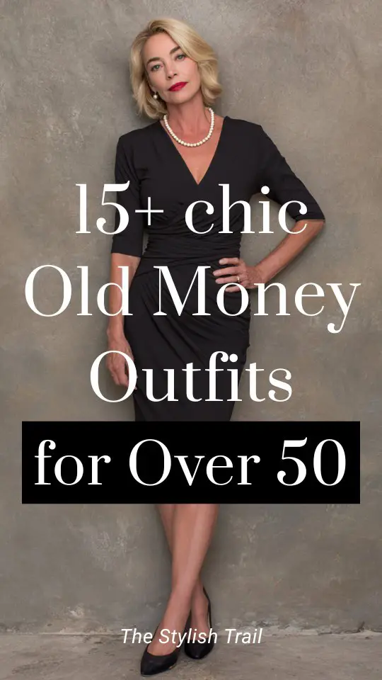 a woman over 50 wears an old money black dress with matching heels