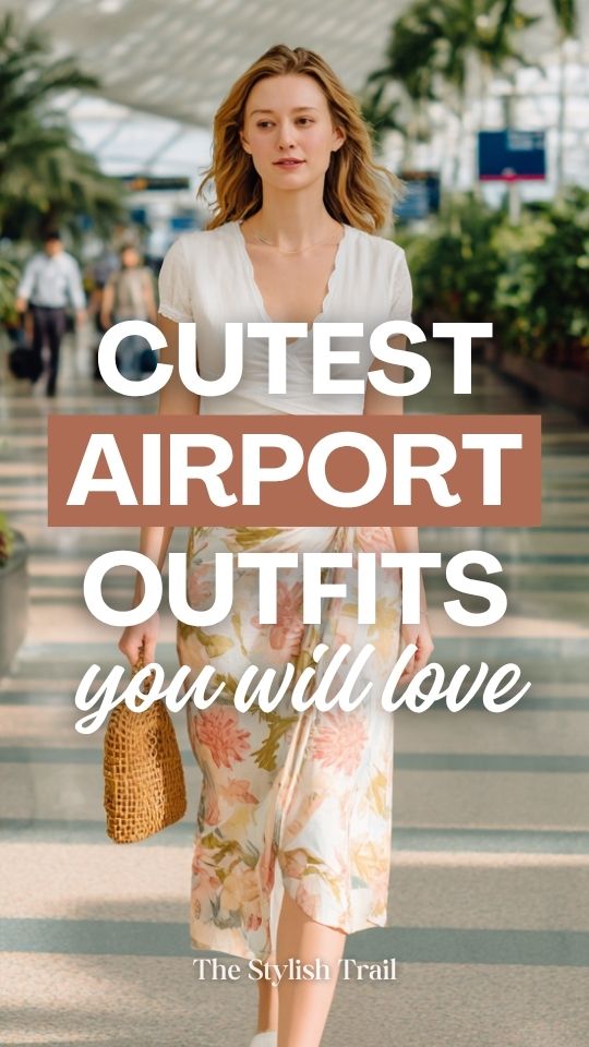 a woman in a cute airport outfit with a printed wrap midi skirt in soft pastel floral tones paired with a fitted white cropped broderie anglaise top, white leather flat sandals